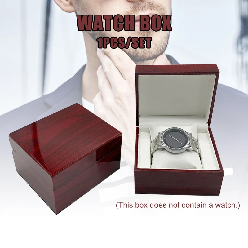 

Square Wooden Watch Box Wood Vintage Watch Box Bangle Pillow Box for Men Women Birthday Gift KQS8