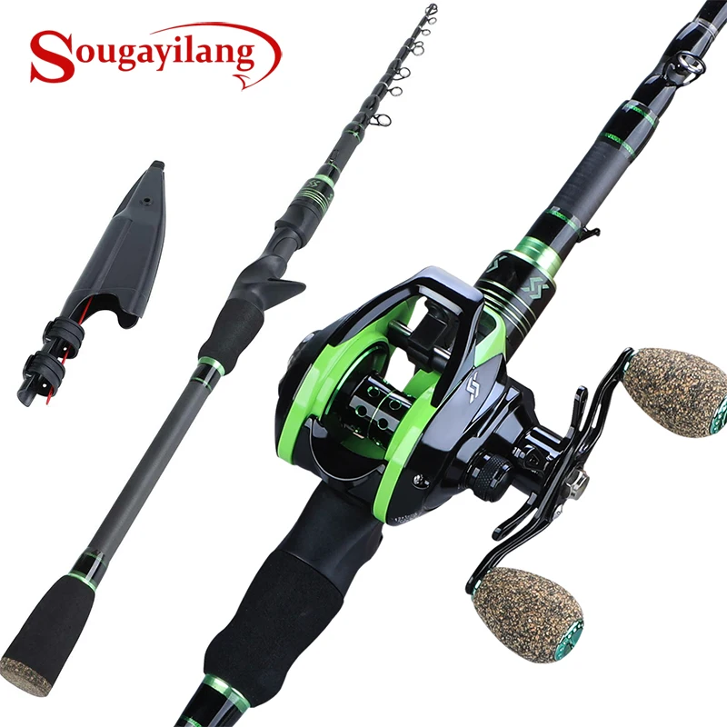 

Sougayilang 1.8M 2.1M Casting Telescopic Fishing Rods with 7.2:1 Baitcasting Reel Combo for Travel Freshwater Saltwater Fishing