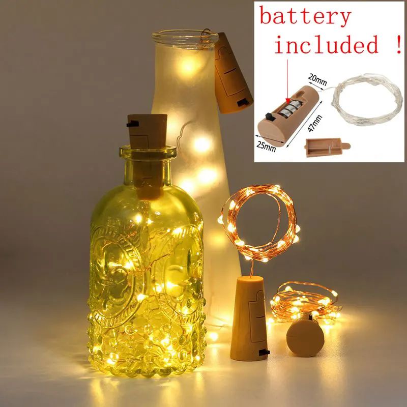 

Included Battery 2M LED String Lamps Wine Bottle Stopper Fairy Lights Wire Cork Garland For Party Wedding Decoration Wholesale