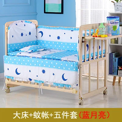 big bed Co-Sleeping Cribs rock swing solid wood unpainted eco-friendly baby bed bed rocking bed push bed variable desk baby cradle bed - Цвет: big bed