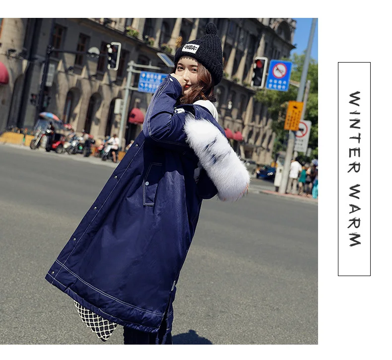 Winter Trend Simple Cool Long Sleeve Mid-length Solid Color Hooded down Jacket Qmz2061