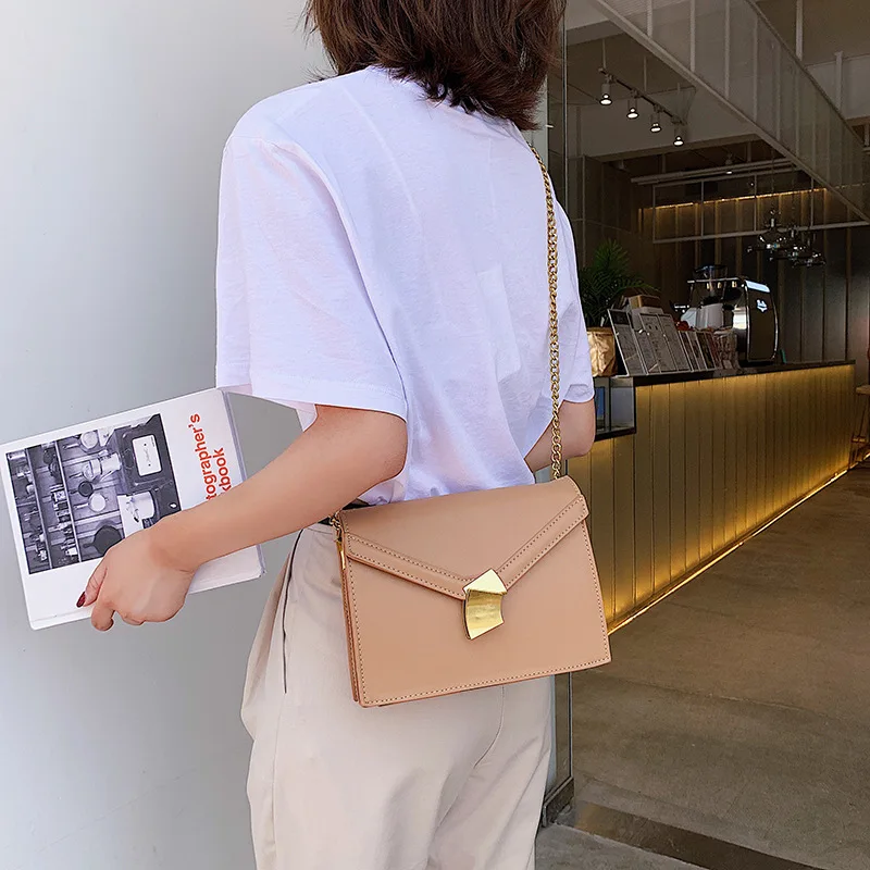 

JIULIN The new style of Hong Kong style girl single shoulder small square bag foreign gas fashion chain oblique satchel bag