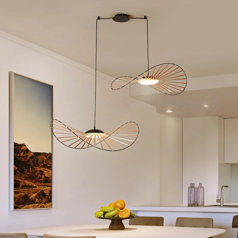 

2019 Straw hat suspension Modern Pendant Lights Nordic LED Verti Lustre Suspension Lamparas De Techo Colgante hanging lamp