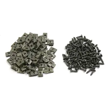

200pcs Dark Green Metal Motorcycle Fairing U-Type Clips Bolts Screws Kit
