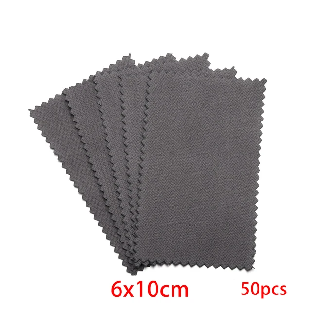 10-50pcs Polish Polishing Cloth Silver Color Cleaning  Polishing Cloth Soft Clean Wipe Wiping Cloth For Silver Gold Jewelry Tool Dark Grey 6x10 50Pcs