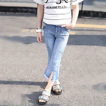 [Not]/Летняя одежда для девочек; стиль; детские брюки с разрезом; модные ковбойские Капри