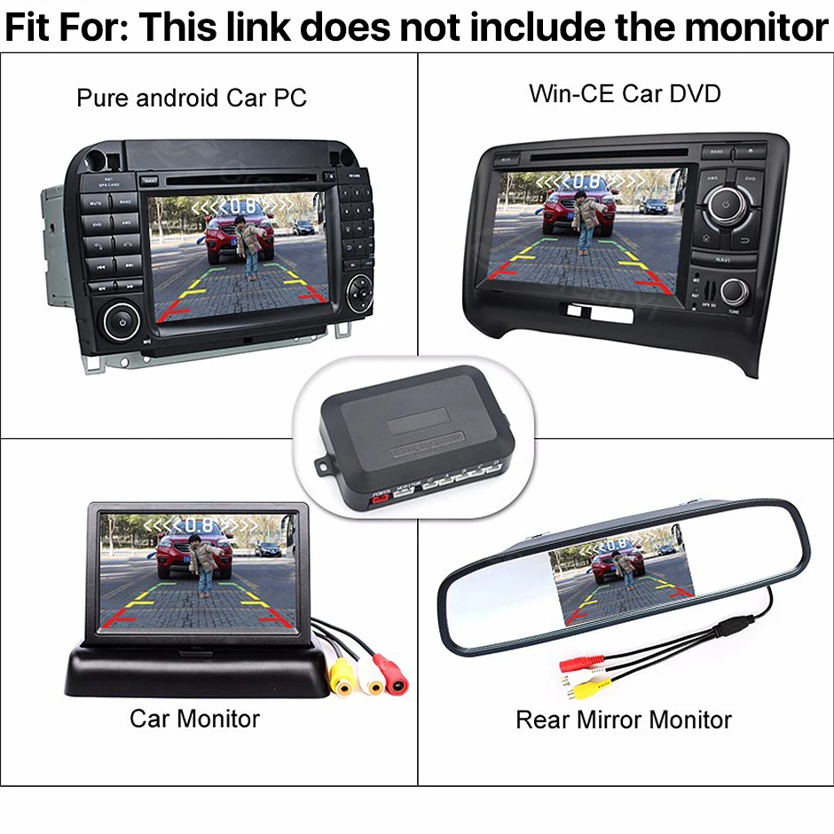 Visible CVBS Car Video Parking Sensor Reverse Backup Assistance Radar Alarm System + 13mm Adjustable Depth Sensors GreenYi parking sensor kit,led parking sensor kit,parking sensor,car led parking sensor