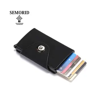 

SEMORID 2020 New RFID Blocking Button Automatic Pop Up Slim Aluminum Case Business Bank ID Credit Card Holder Wallet