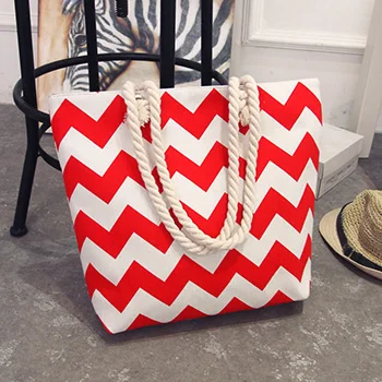

2019 New Large Capacity Canvas Canvas Shoulder Bag Woman Shopping Bag Beach Bag Casual Striped Ladies Handbag National Wind Bag