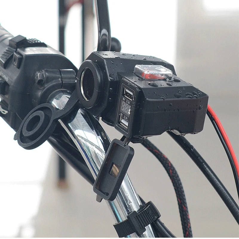 Водонепроницаемый двойной USB мотоцикл прикуриватель розетка Скутер ATV 12 В адаптер сплиттер Мощность порт светодиодный дисплей напряжения 4