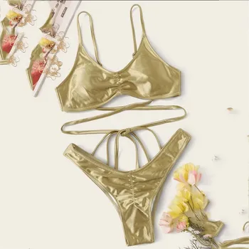 

Cross Bandage Bikini 2020 Sexy Separate Women's Swimsuit Leopard Push Up Swimwear Women Hollow Out Biquini Bathing Suit