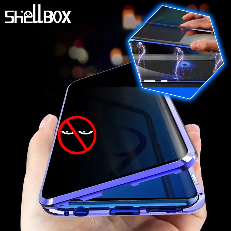 Comprar Funda de teléfono magnética de Metal de vidrio templado de privacidad Coque 360 funda protectora de cuerpo completo para Samsung S10 + S8 S9 Plus Note8 9
