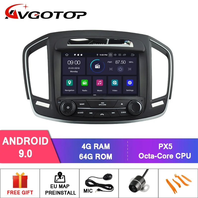 Cheap AVGOTOP Android 9.0 4GB+64GB CAR DVD PLAYER for OPEL INSIGNIA 2014 IPS HD Screen NAVIGATION 1