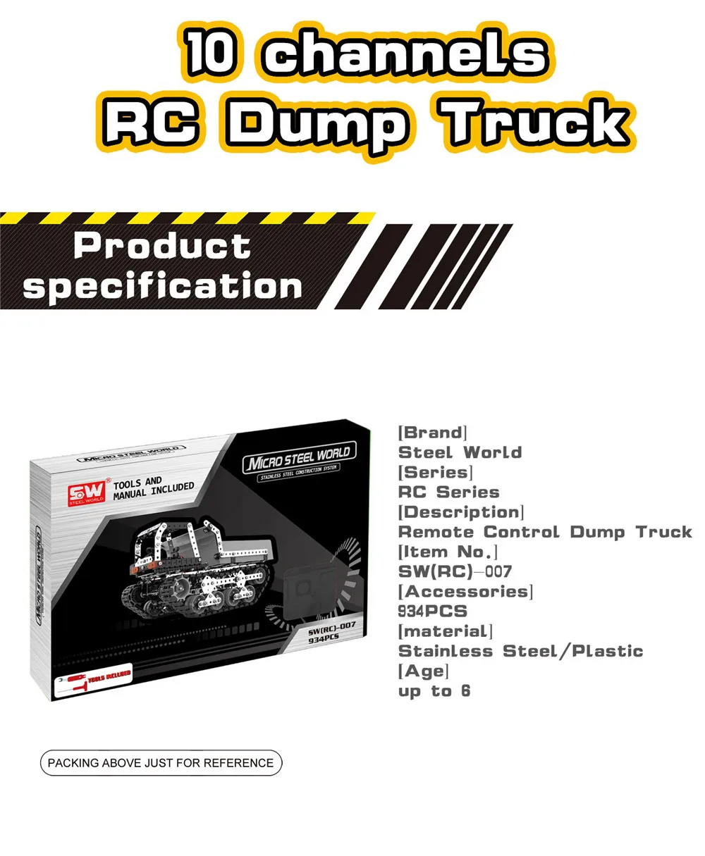 SWRC007 934 шт 2,4G 10CH нержавеющая сталь DIY RC автомобиль самосвал Строительная модель транспортных средств