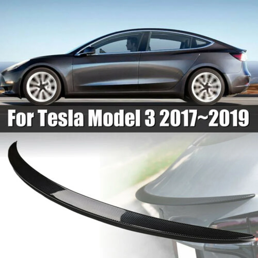 

For Tesla Model 3 2017 - 2019 Car Tail Wing Decoration Car Styling Auto Carbon Fiber Tail Wing Rear Spoiler Trunk Wings