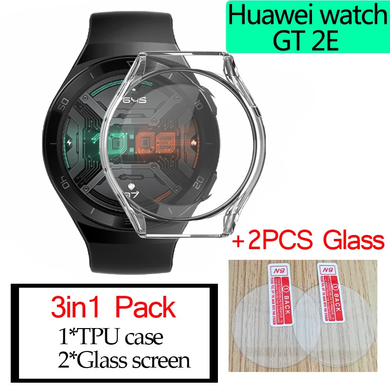 3 в 1 упаковка для Huawei Watch GT2e чехол прозрачный TPU экрана Смарт-часы защитный huawei gt2e