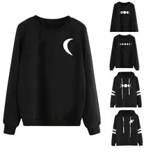 5 шт., Новое поступление, осенне-зимние пуловеры с принтом, женские повседневные пуловеры в стиле панк с длинными рукавами и круглым вырезом, Толстовка пуловер Топы sudadera