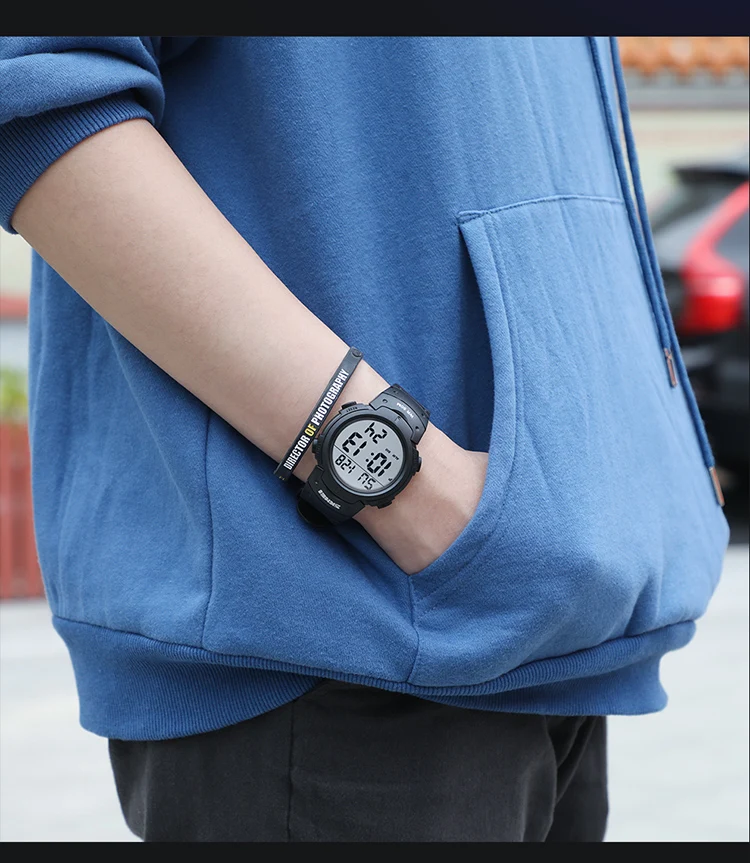 SKMEI 1068 Man Watch Fashion Big Numbers Show Sport Style 50M Waterproof Alarm Clock Digital Men Wrist Watch Relogio Masculino