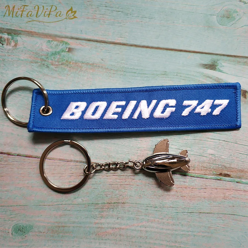 10 Sets Fashion Trinket Keyring Boeing 747 Keychain Phone Strap Embroidery Key Chain for Aviation Gift Metal Airplane Chains | Украшения и