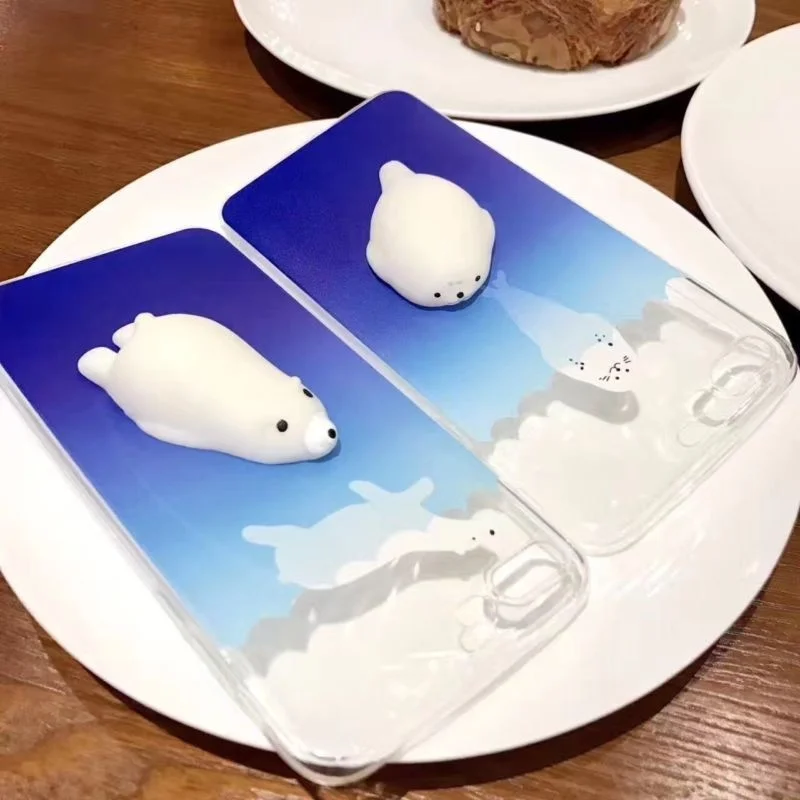 

Cute Punching Alpine Bear Seal Kneading Doll Polar Bear Phone Case Accessories Cute Phone Back Cover for IPhone7plus for7