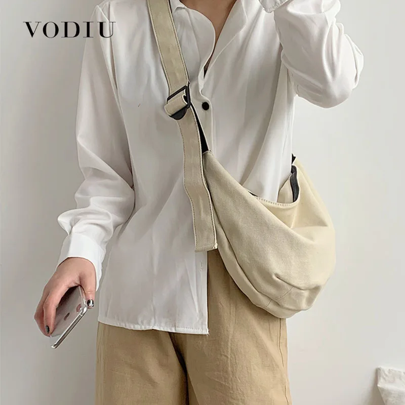 Модная женская сумка Новая Большая вместительная холщовая женская сумка через плечо одноцветная сумка-мессенджер для женщин Женская Повседневная Сумка-тоут