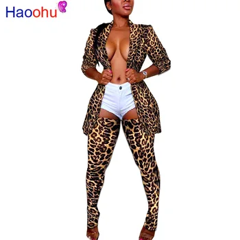 

HAOOHU Plus Size Camo Leopard Two Piece Set Women Rave Festival Top Pant Fall 2 Piece Matching Sets Sexy Birthday Club Outfits
