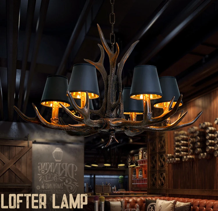 crystal ball chandelier E14 Chandelier Antler Pendant Light America Retro Hanging Lighting for Living Room Coffee Bar Loft Restaurant Hotel Lobby Lamps dining room chandeliers