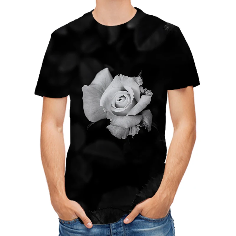 

3D printed summer men's T-shirt all size Cool feeling ,Flower shape new design ,On hot sale White ,Blue , Dark , Style