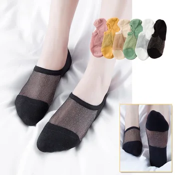 

Socks Women's Short Socks Summer Thin Glass Stockings Japanese-Style Kanekalon Gold Lines No-Show Socks Women's Hidden Socks
