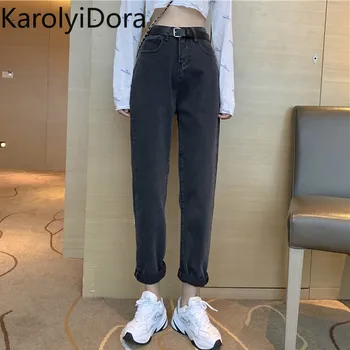 

Vintage Sashes Belted Women Harem Jeans High Waist Denim Pants 2020 Spring Summer Jeans Trousers Female Streetwear