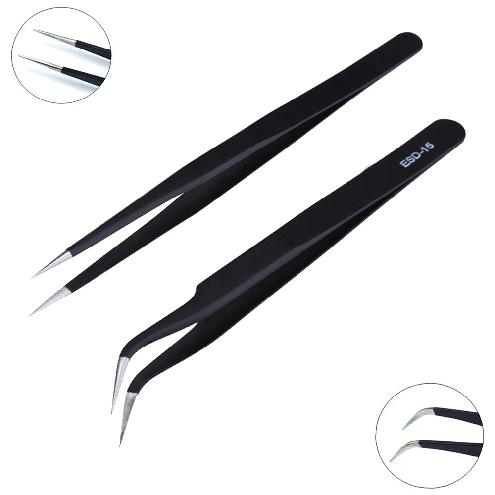 anti-static-precision-tweezers-set-pinzas-pincet-stainless-steel-esd-tweezer-electronics-repair-tools