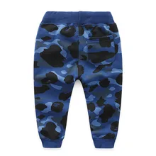 Детская одежда для мальчиков; модные камуфляжные повседневные брюки из чистого хлопка с рисунком акулы; спортивные брюки; сезон весна года