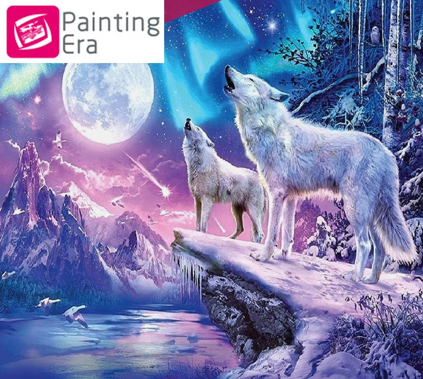 Era Moon &amp Wolf 5D DIY Алмазная картина полностью круглая Вышивка крестом наборы