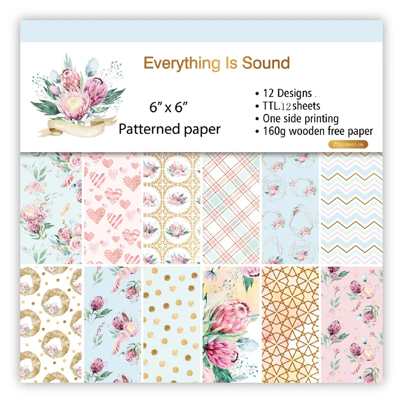 

KLJUYP 12 Sheets Everything is Sound Scrapbooking Pads Paper Origami Art Background Paper Card Making DIY Scrapbook Paper Craft