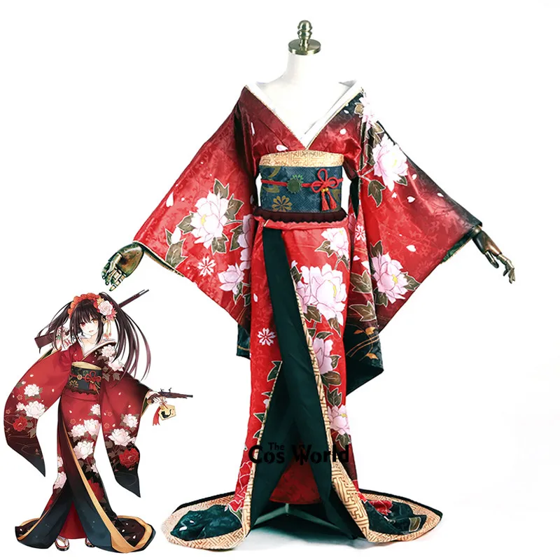 A Live Tokisaki Kurumi Yukata Kimono Dress Outfit Anime Cosplay Costumes - Cosplay Costumes - AliExpress