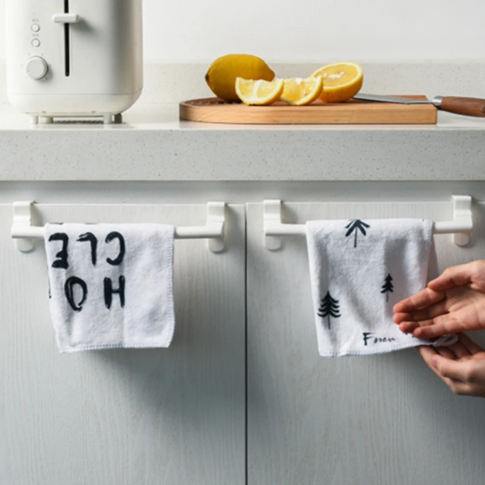 

Kitchen Cabinet Door Towel Rack Bar Hanging Holder Bathroom Shelf Home Organizer White