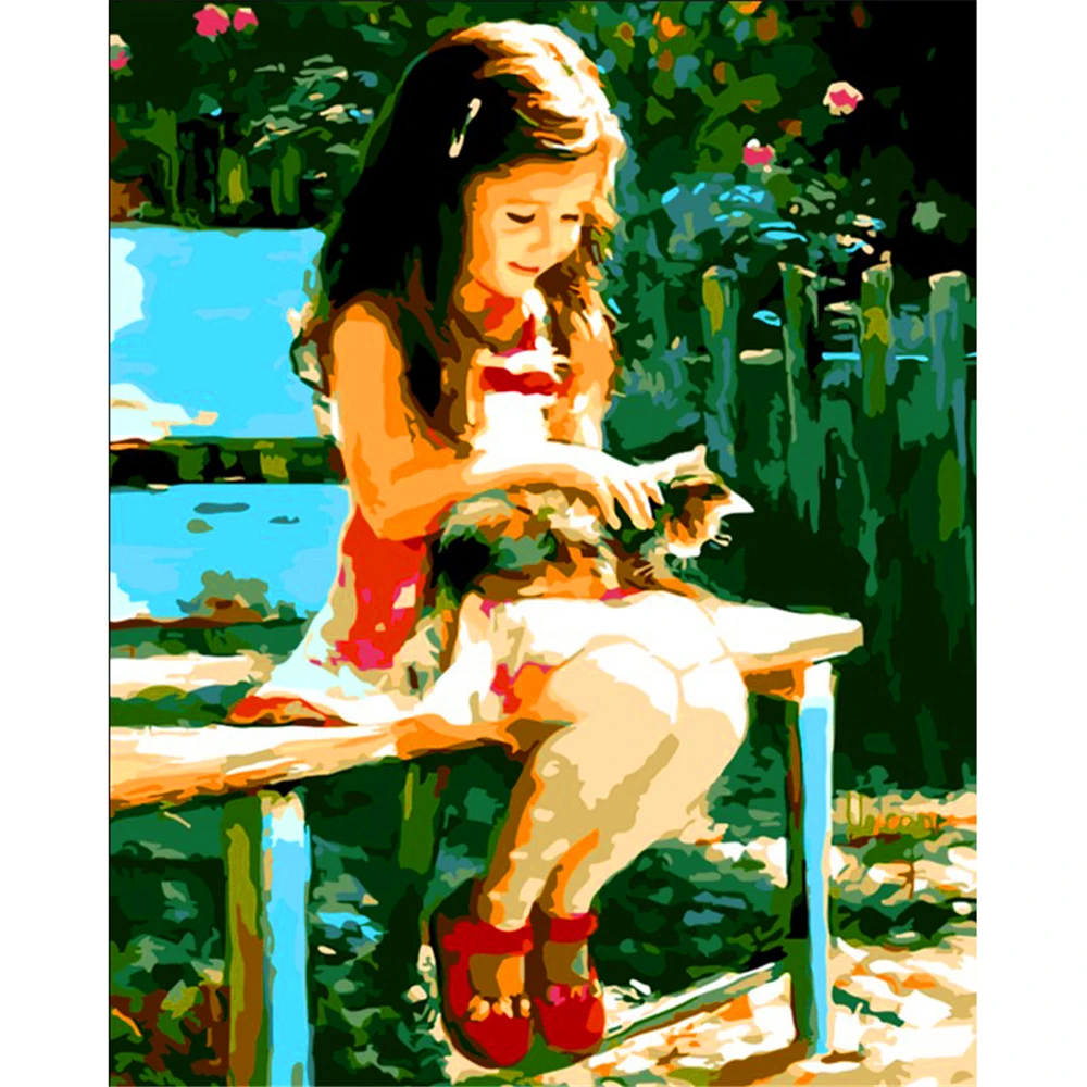 

Cute Girl Theme DIY Oil Painting Paint by Numbers with 4050 Colorful Canvas and inner frame for kill time and bored