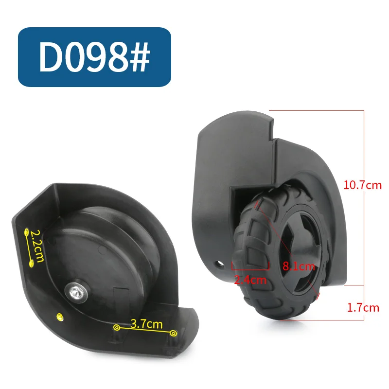 D098(2 Wheels)Black Luggage bag wheels suitcase accessorie repair password box casters suitcase parts replacement black luggage casters wheels - Цвет: D098(2 Wheels)Black
