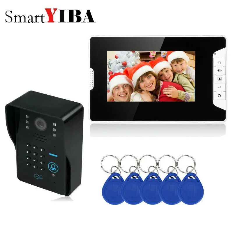 SmartYIBA 7 дюймов RFID телефон доступа домофон наборы Пароль Код клавиатуры ИК камера видео дверной звонок для домашней системы безопасности