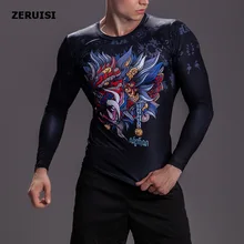 New Arrival 3D Printed T shirts Men Compression Shirt Costume Long Sleeve Tops For Male Fitness Hip hop Clothing