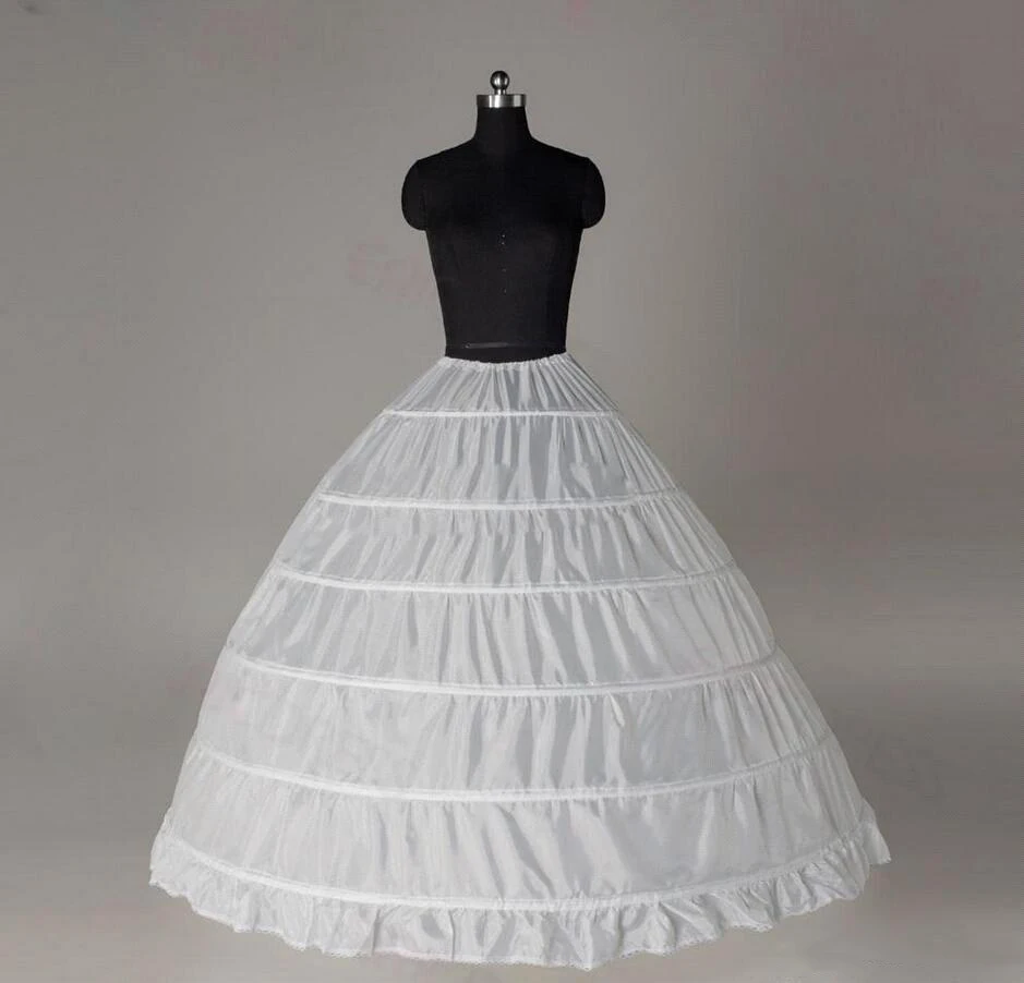 6 HOOPS Wedding Ball Gown Crinoline Bridal Dress Petticoat Skirt Underskirt Slip 