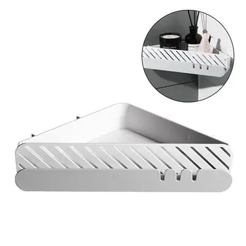

Punch Free Floating Shelf Plastic Wall Mount Towel Storage Rack Organizer Wall-Mounted Corner Seamless Organizer