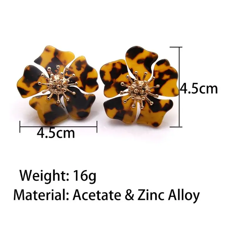 

Tortoise Shell Leopard Elegant Flower Acrylic Earring For Women Fashion Jewelry X4YA