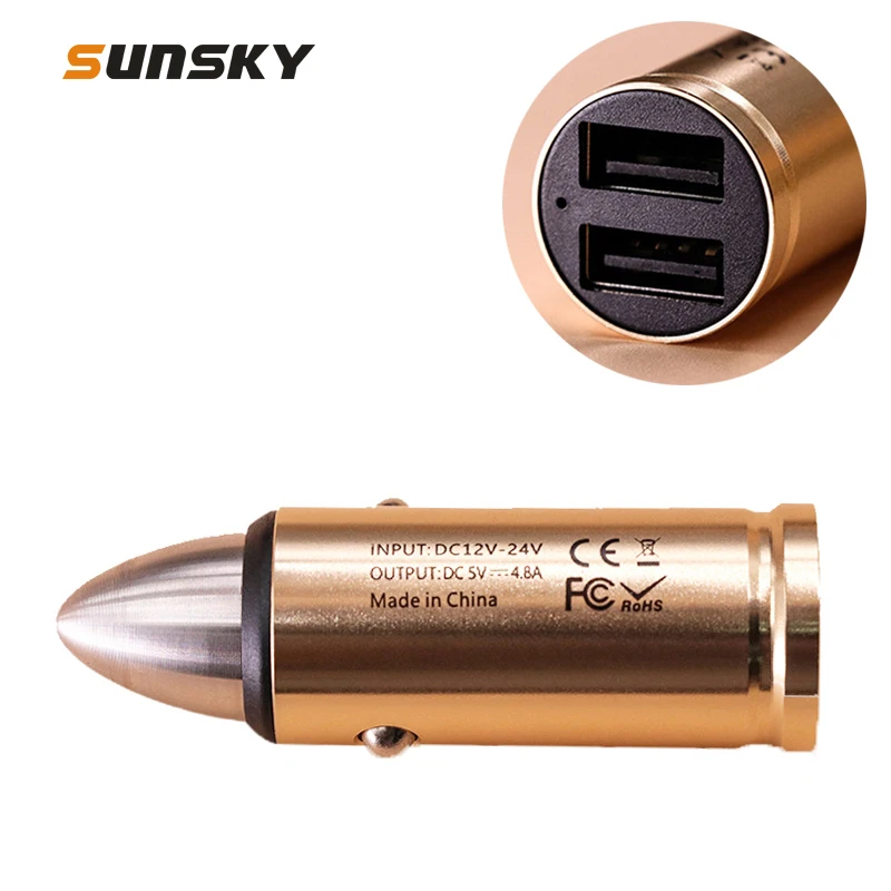 Автомобильное зарядное устройство 4 8 а 12 В/24 В с двумя USB портами из алюминиевого