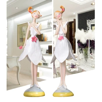 

Resin White Angel Figurines Flower Fairy Girl Doll Beautiful Desktop Ornaments X4YE