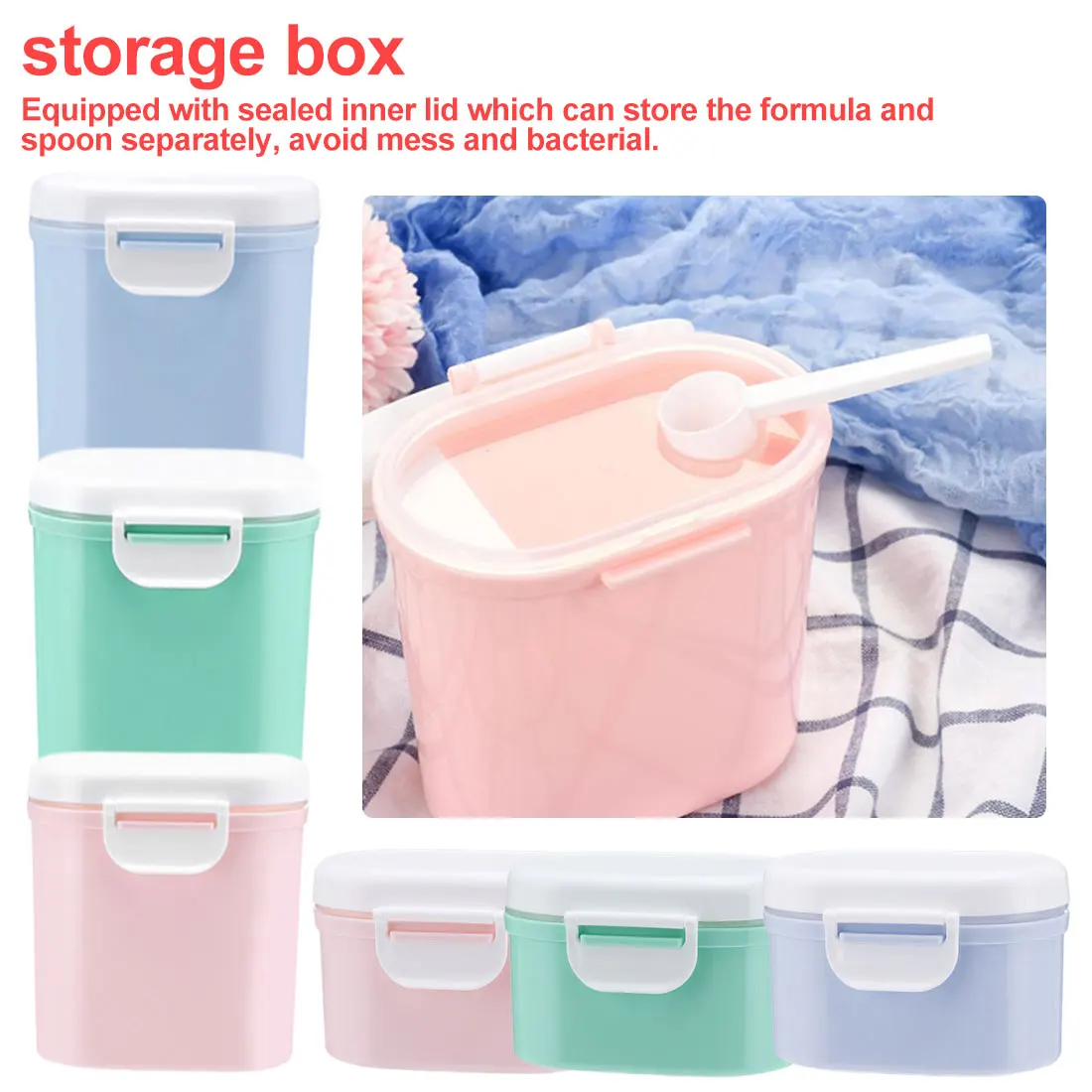 

Baby Food Storage Milk powder Storage Formula Dispenser Travel Sealed Container Baby food Tank Snack Box PP Plastic