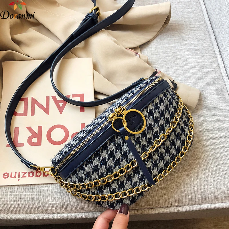 

DORANMI Luxury Brand Designed Fanny Pack Women's Waist Bag 2019 Geometric Crossbody Chest Bag Female Ptachwork Waist Packs BG260