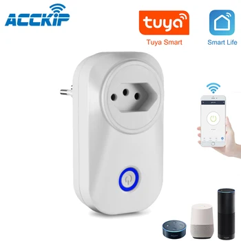

ACCKIP Brazil Smart Home WiFi Plug Wireless WIFI Remote Control Socket Voice Control Smart Power Socket With Power Monitor