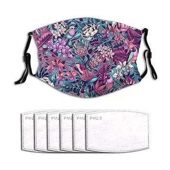 

Adults Cotton Printed Washable Reuse Dustproof Breathable Face Mask For Nose And Mouth Protection Mouth Shield with 6PC Filters