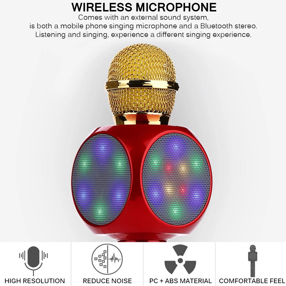 Bluetooth беспроводной микрофон с динамиком красочный светильник для дома KTV наружная вечеринка машина Bluetooth ручные микрофоны
